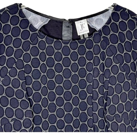 Julia Jordan Cap Sleeve Fit/Flare Jacquard Dress - Black/White - 16W - Picture 4 of 11